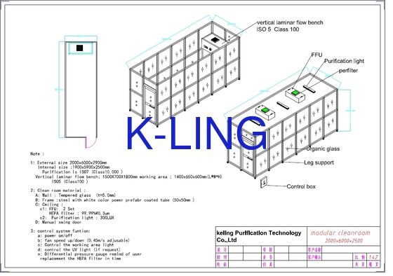 غرفة نظيفة وحدات مع مرشح H14 HEPA لمستوى نظافة ISO 5 وتصميم وحدة متحركة