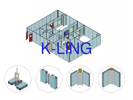 Modular Cleanroom System with ISO Class 5 To ISO Class 8 Purification Customizable Size and Integrated Ceiling Lighting