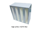 H14 V Bank HEPA Filter عالي تدفق الهواء المجلفن / إطار من الفولاذ المقاوم للصدأ